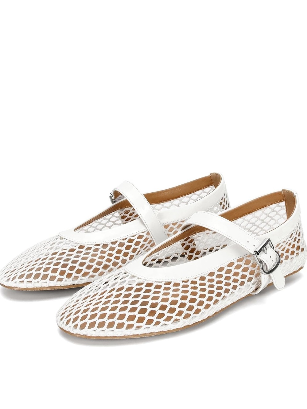 Women’s White Mesh Mary Jane Flats